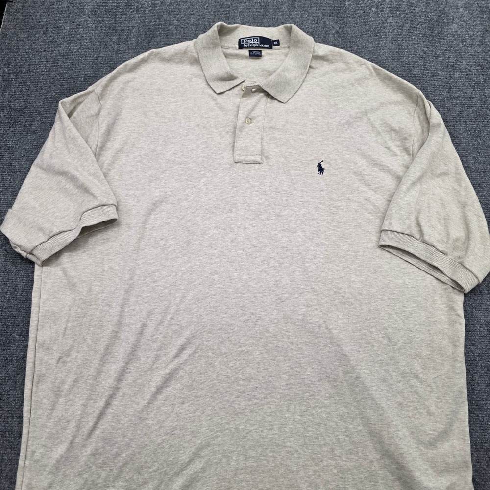VTG Polo Ralph Lauren Mens XL Tan Heather Short Sleeve Pony Logo Polo Shirt